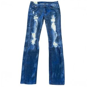 Machine nouvelle mode rhinestone embellished distressed skinny jeans size 32